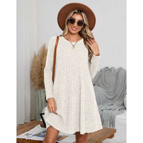 Plus Size Sweater Dress Long Sleeve Pockets Casual Fall Winter Tunic - Picture 4 of 7